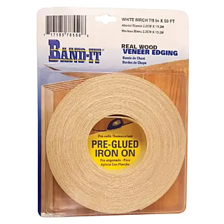 BAND-IT by CLOVERDALE, Veneer Edging, 7/8 in. White Birch Edge Band, 50 ft.
