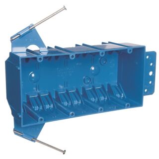 Carlon B455A-UPC Outlet Box, 4-Gang, Clamp Cable Entry, Bracket Mounting, PVC