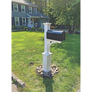 White Bayside Style PVC Mailbox Post