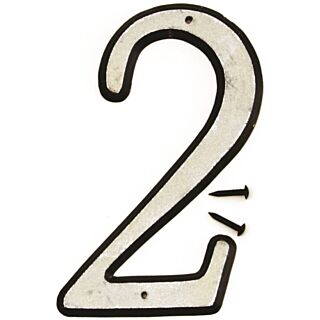HY-KO 30600 Series 30602 House Number, Character 2, 4 in H Character, Black/White Character