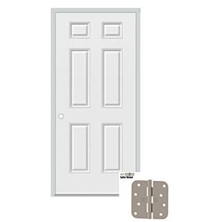 JELD-WEN 36 in. x 80 in. 6 Panel Colonist Steel Door, Right-Handed Unit, 6-1/2 - 7-1/2 Adjustable Jambs, 90-Minute Fire Rating