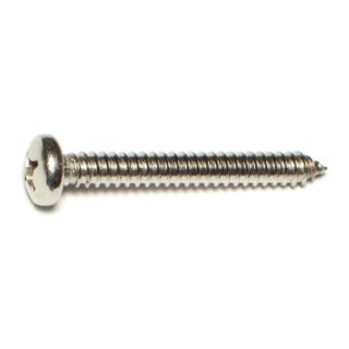 MIDWEST #14 x 2 in. 18-8 Stainless Steel Phillips Pan Head Sheet Metal Screws, 14 Count