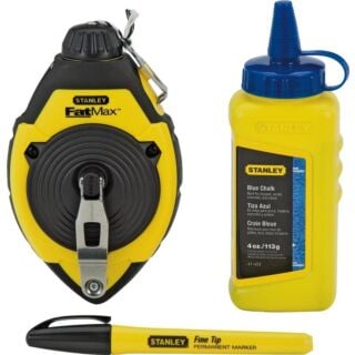 STANLEY 47-681L Chalk Line Reel Kit, 4 oz Chalk, 100 ft L Line, Blue Line