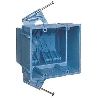 Carlon BH235A Outlet Box, 2-Gang, Clamp Cable Entry, Nail Mounting, PVC