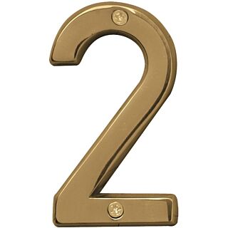 HY-KO Prestige BR-42PB/2 House Number, Character 2, 4 in H Character, Brass Character
