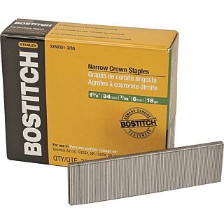 Bostitch SX50351-3/8G Crown Staple, 1-3/8 in L Leg, 7/32 in W Crown, 18 ga, Steel