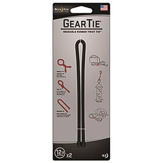 Nite Ize GT12-2PK-01 Reusable Gear Tie, Rubber, Black