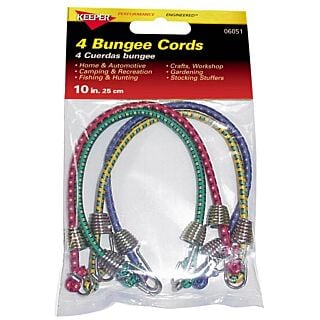 KEEPER 06051 Bungee Cord, Hook End, 10 in L, Rubber