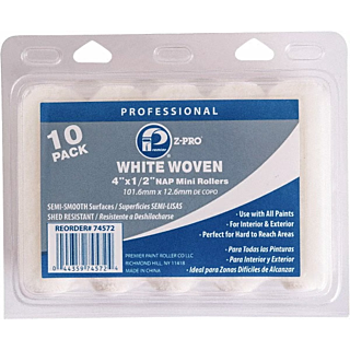 Premier White Woven 4 in. x 1/2 in. Roller Cover, 10-Pack