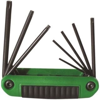 Eklind Ergo-Fold 25581 Torx Key Set, T8, T10, T15, T20, T25, T27, T30, T40 Drive, Torx Drive, Ergonomic Handle