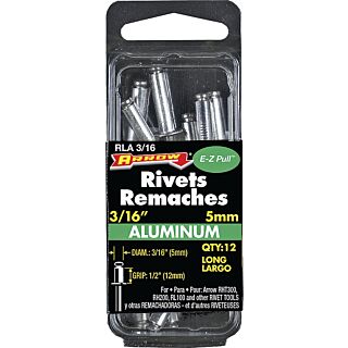 Arrow  ³⁄₁₆ in. Pop Rivet,  ½ in. Long , Aluminum 12 Count