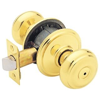 Schlage Georgian F40VGEO605 Privacy Door Knob, 1-3/8 to 1-3/4 in Thick Door, Brass