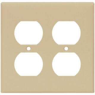 Arrow Hart 2150V-BOX Duplex Receptacle, Standard Wallplate, 2-Gang, Thermoset, Ivory