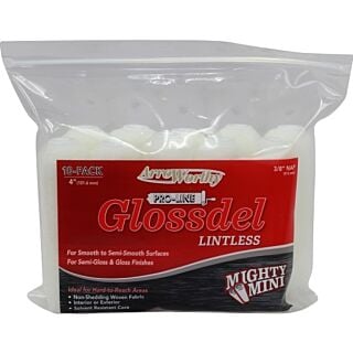 ArroWorthy® 4 in. x 3/8 in. Glossdel White Lintless Mini Roller Cover, 10-Pack