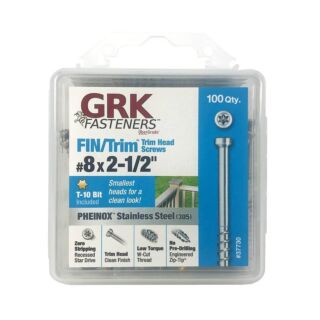 GRK #8 x 2-1/2 in. Pheinox™ 305 Stainless Steel FIN/TRIM™ Finishing Trim Head Screws Handy-Pak, 100 Count