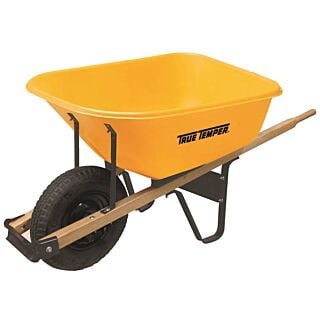 TRUE TEMPER RP625 Wheelbarrow, 6 cu-ft Heap, 6 cu-ft Volume, Poly