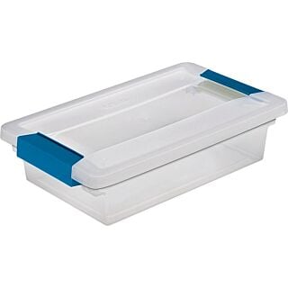 Sterilite 19618606 Clip Box, 1.9 qt Capacity, Plastic, Blue Aquarium/Clear