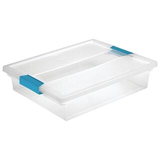 Sterilite 19638606 Clip Box, 5.5 qt Capacity, Plastic, Blue Aquarium/Clear