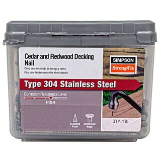Simpson Strong-Tie, 2-1/2 in. x 0.113 in., Annular Ring Shank, Cedar and Redwood Decking Nail, 304 Stainless Steel, 1 lb.