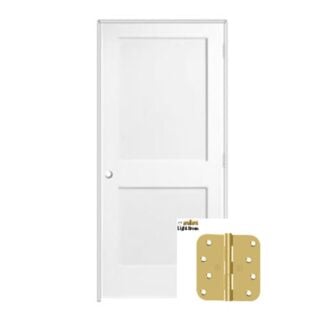 Frameport PR-22S 28 in. x 80 in. Primed, Flat Shaker 2 Panel MDF Interior Left-Handed Door unit
