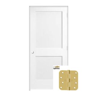 Frameport PR-22S 24 in. x 80 in. Primed, Flat Shaker 2 Panel MDF Interior Left-Handed Door unit