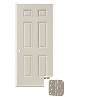 JELD-WEN 36 in. x 80 in. 6 Panel Colonist Smooth Fiberglass Door, Left-Handed Unit, 4-9/16 Jambs, 20-Minute Fire Rating