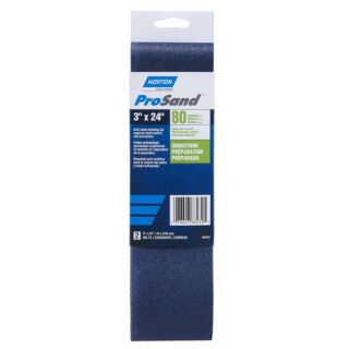 Norton 3 in. x 24 in. ProSand Portable Sanding Belts 80 Grit, 2 Pack