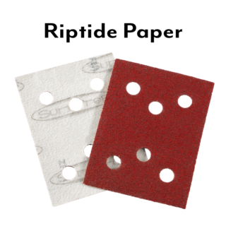 SurfPrep 3 in. x 4 in. Riptide 6-Hole Hook & Loop Paper Sheet, Red, 400 Grit, 50-Pack