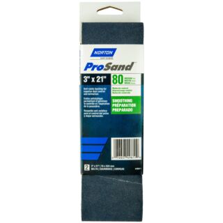 Norton 3 in. x 21 in. ProSand Portable Sanding Belts 80 Grit, 2 Pack