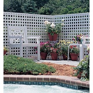 Xpanse Greater Outdoors Square Vinyl Lattice Panel, White, 4 ft. x 8 ft.