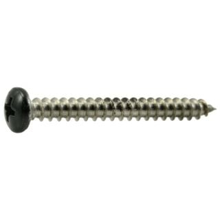 MIDWEST #8 x 1½ in. Black Painted 18-8 Stainless Steel Phillips Pan Head Sheet Metal Screws, 35 Count