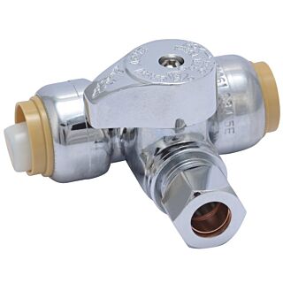 Cash Acme Stop Tee Valve, Compression x Compression x Compression, 1/2 in