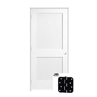 Frameport PR-22S 24 in. x 80 in. Primed, Flat Shaker 2 Panel MDF Interior Right-Handed Door unit