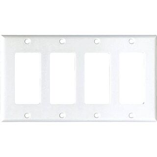 Eaton Cooper Wiring 2164W-BOX Standard-Size Wallplate, 4-Gang, Thermoset, White
