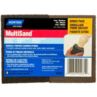 Norton MultiSand Sanding Sponges, Multi Grit, 6 Pack