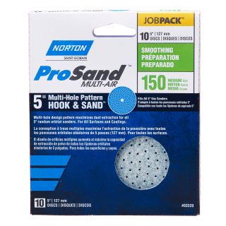 Norton 5 in. ProSand UVH Pattern Hook & Sand Discs 150 Grit, 10 Pack