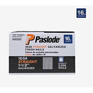 Paslode Collated Finish Nails, 16 Gauge Straight, 1-1/2 in., Galvanized, 2,000 Count