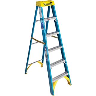 WERNER 6 ft. Type I, 5-Step, Fiberglass Step Ladder