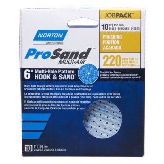 Norton 6 in. ProSand Hook & Sand Random Orbital Discs 220 Grit, Multi Hole, 10 Pack
