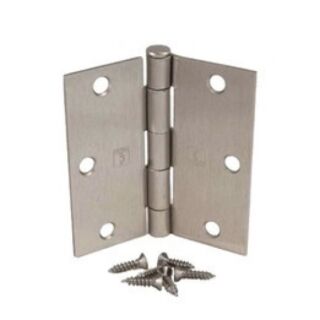 Hager, 3-1/2 in. x 3-1/2 in. Plain Bearing Mortise Steel Door Hinge with Square Corners, Removable Pin, (US15) Satin Nickel, Pair