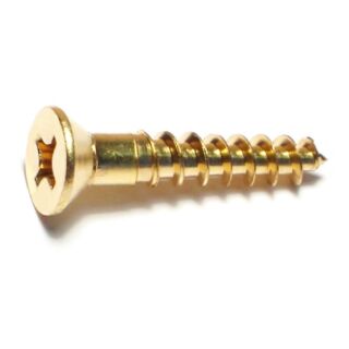 MIDWEST #12 x  1¼ in. Brass Phillips Flat Head Wood Screws, 25 Count