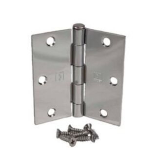 Hager, 3-1/2 in. x 3-1/2 in. Plain Bearing Mortise Steel Door Hinge with Square Corners, Removable Pin, (US26) Polished Chrome, Pair
