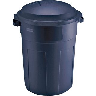 Rubbermaid Refuse Container with lid, 32 Gallon, Plastic, Blue