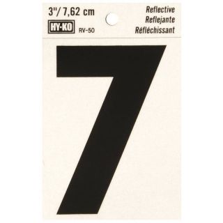 HY-KO RV-50/7 Reflective Sign, Character 7, 3 in H Character, Black Character