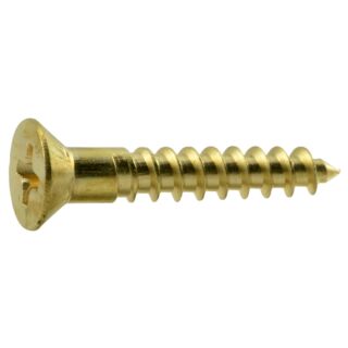 MIDWEST #8 x 1 in. Brass Phillips Flat Head Wood Screws, 60 Count
