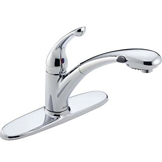 DELTA Signature 470-PROMO-DST Kitchen Faucet, 1-Faucet Handle, 10 in H Spout, Ceramic, Chrome