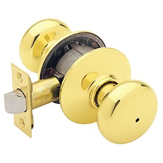 Schlage Plymouth F40VPLY605 Privacy Door Knob, 1-3/8 to 1-3/4 in Thick Door, Brass