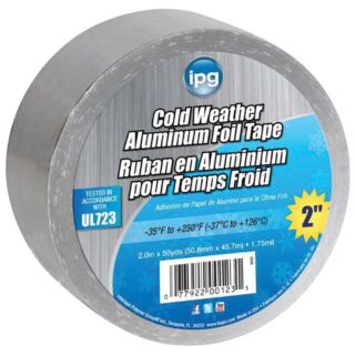 IPG 9502 Foil Tape with Liner, 45.7 m L, 50.9 mm W, 1-3/4 mil Thick, Acrylic Adhesive, Silver