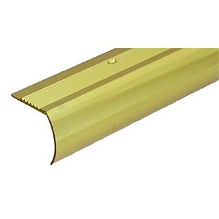 Randall Aluminum Stair Nosing, 1-¹⁄₁₆ in. Top x 3 ft., Satin Hammered Gold