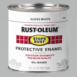 Rust-Oleum® Stops Rust®, Gloss Protective Enamel, White, Oil-Based, Half Pint